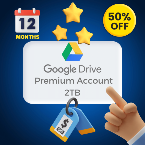 Google Drive Premium Account Annual 12 Months Membership Up to %40 Discount, Annual Plan 12 Months Warranty 2TB of storage Cancel Anytime